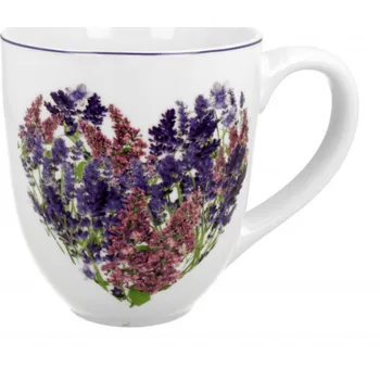 DUO Gifts DG - Porcelánový hrnek jumbo XXL LEVANDULOVÉ SRDCE v dárkové krabičce - 1 litr