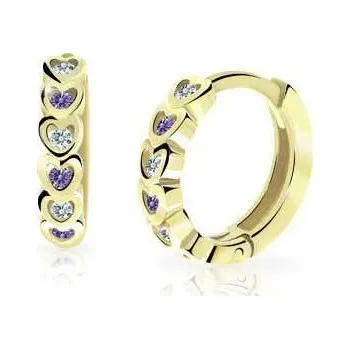 Náušnice Cutie Jewellery Zlaté dětské náušnice kroužky C3339Z-Fialová