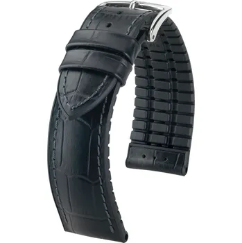 Řemínek na hodinky Kožený řemínek Hirsch Paul XL 0925028250-2, černý, teletina/přírodní kaučuk, délka XL, Quick Release