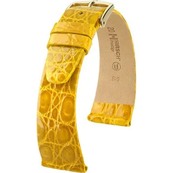 Řemínek na hodinky Kožený řemínek Hirsch Prestige M 02308172-1, žlutý, krokodýlí kůže, délka M, Quick Release