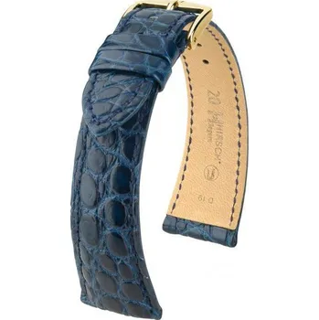 Řemínek na hodinky Kožený řemínek Hirsch Regent M 04107189-1, modrý, aligátoří kůže, délka M, Quick Release - 17 mm