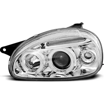 Přední světlomet TUNING-TEC Přední světla Opel Corsa B 93-00 Angel Eyes - chrom + pásek