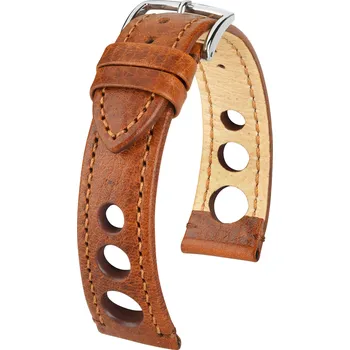 Řemínek na hodinky Kožený řemínek Hirsch Rally L 05102070-2, hnědý, teletina, délka L, Quick Release - 22 mm