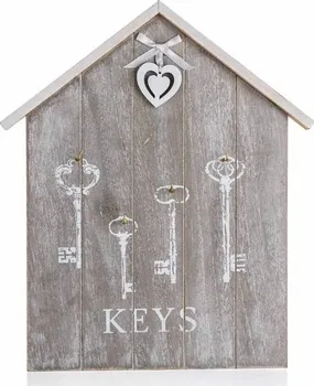věšák na klíče Home Decor Heart věšák na klíče se 4 háčky dřevěný