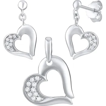 Souprava šperků Stříbrná souprava šperků ve tvaru srdce