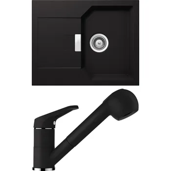 Granitový dřez Set Schock S15-2 (dřez Manhattan D-100XS Nero + baterie Cosmo.120 Nero)