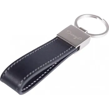 Kožená klíčenka poutko černá Stříbrná