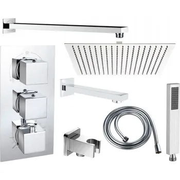 Vodovodní baterie Mexen CUBE - 3-výstupová podomítková sada 7v1, Chrom, 5907709105782