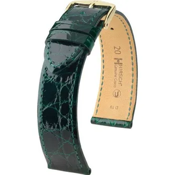 Módní doplněk Kožený řemínek Hirsch Genuine Croco M 01808140-1, zelený, krokodýlí kůže, délka M, Quick Release