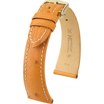 Módní doplněk Kožený řemínek Hirsch Massai Ostrich M 04262174-1, hnědý, pštrosí kůže, délka M, Quick Release