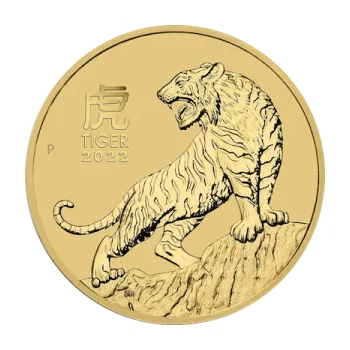 Sběratelství Lunární série III. zlatá mince Year of the Tiger Rok tygra 2022 2 Oz
