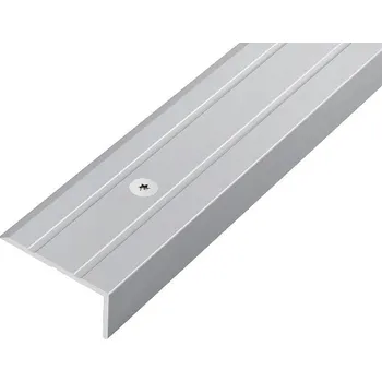 Stavební profil AP8 schodová lišta vrtaná ACARA, hliník elox stříbro, 10 mm, 25 mm, 0,9 m