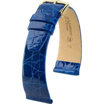 Módní doplněk Kožený řemínek Hirsch Prestige M 02208185-1, modrý, krokodýlí kůže, délka M, Quick Release - 12 mm