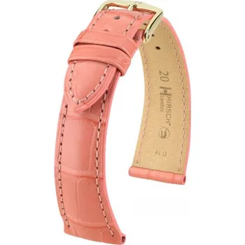 Módní doplněk Kožený řemínek Hirsch London L 04307025-1, růžový, aligátoří kůže, délka L, Quick Release - 22 mm (spona 20mm)