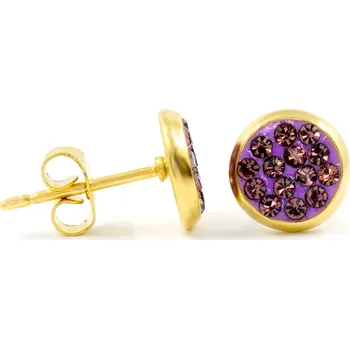 Náušnice BRUNOshop.cz Náušnice s kamínky FIALOVÉ GOLD