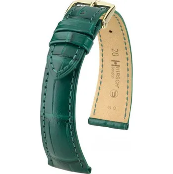 Módní doplněk Kožený řemínek Hirsch London M 04207149-1, zelený, aligátoří kůže, délka M, Quick Release - 16 mm