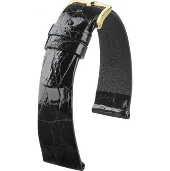 Řemínek na hodinky Kožený řemínek Hirsch Prestige M 02308150-1, černý, krokodýlí kůže, délka M, Quick Release