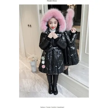 Dívčí bunda Dívčí lesklý nepromokavý kabát (parka) do -30°C Barva: Černá, V E L I K O S T: 130