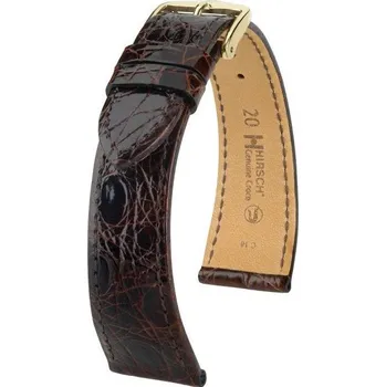 Módní doplněk Kožený řemínek Hirsch Genuine Croco M 01808110-1, hnědý, krokodýlí kůže, délka M, Quick Release