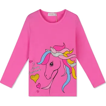 Chlapecké tričko Dívčí triko - KUGO JC0721, tmavě růžová Barva: Růžová tmavší, Velikost: 98