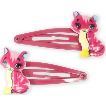 Sponky s kočkou, 2 ks Barva: tmavě růžová