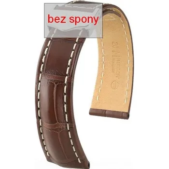 Řemínek na hodinky Kožený řemínek Hirsch Navigator 07007419-2, hnědý, aligátoří kůže, délka L - 24 mm (spona 20 mm)