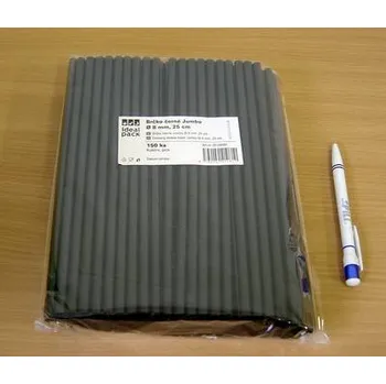 Brčka JUMBO černá 8mm/25cm 150ks Slámky plastové černé