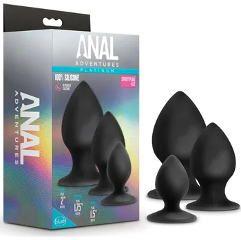 Anální kolík Blush Anal Adventures Platinum Silicone Stout Plug Kit Black