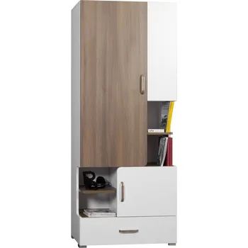 Šatní skříň Skříň arktická bílá/ořech FLEXI 03