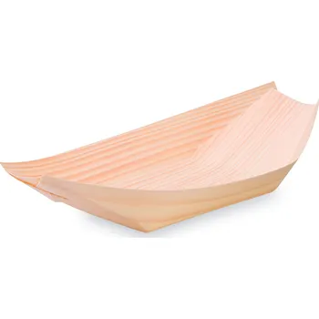 Jednorázové nádobí WIMEX Fingerfood 66621 dřevěná miska lodička 21,5 x 11 cm 100 ks