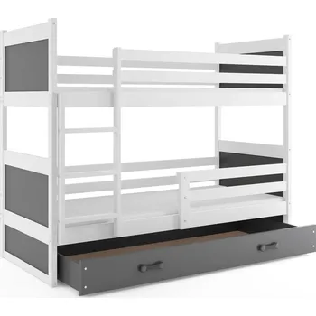 BMS GROUP Patrová postel RICO 80x190 cm, bílá/grafitová (Volba matrace: Pěnová matrace)