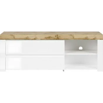 Televizní stolek Brwcz HOLTEN RTV2S bílá/dub wotan/bílý lesk / 1BAL /