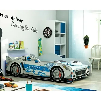 Postel BMS GROUP Dětská postel auto CARS 80x160 cm, bílá/stříbrná (Volba matrace: Pěnová matrace)