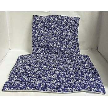 Doplněk pro panenku Plymo do kočárku pro panenky Polštářek a peřinka s výplní Velké Květy modrotisk a bílá