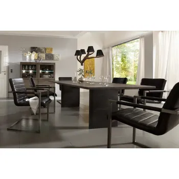 Jídelní stůl HAHNHOLZ Jídelní stůl - (dub-ocelové desky) Objednat v délce: 200 cm, šířka: 100 cm, výška: 80 cm