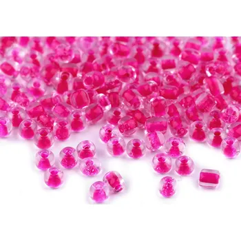 Dětské navlékací korálky Rokajl 6/0 - 4 mm s průtahem, zářivé barvy, barva 185R růžová neon