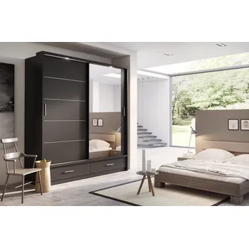 Šatní skříň Casarredo Šatní skříň 05 ARTI 200 černá zrcadlo