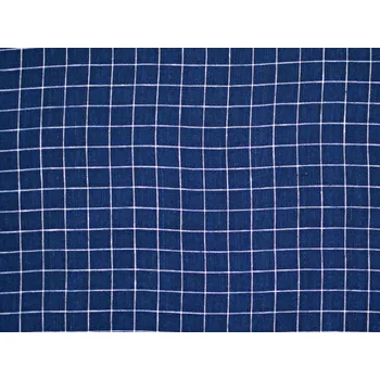 Snový svět VZOREK - Lněná látka tmavě modrá s kostkou