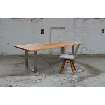 Jídelní stůl HAHNHOLZ Jídelní stůl z dubového masivu v kombinaci s ocelovým rámem Objednat v délce: 180 cm, šířka: 80 cm, výška: 60 cm