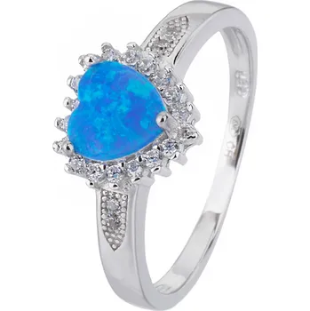 Prsten Bealio BEALIO Stříbrný prsten SRDÍČKO modrý OPÁL Velikost prstenu: 50 03-04540-0593