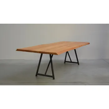 Jídelní stůl HAHNHOLZ Jídelní stůl z bukového masivu v kombinaci s ocelovým rámem Objednat v délce: 140 cm, šířka: 100 cm, výška: 80 cm