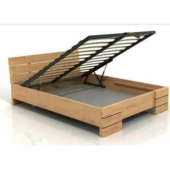 Postel Visby Postel s úložným prostorem Sandemo High BC 140x200 cm, buk masiv (Barva dřeva: Ořech, Volba roštu: Lamelový rošt)