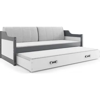 BMS GROUP Dětská postel s přistýlkou DAVID 80x190 cm, grafitová/bílá (Volba matrace: Pěnová matrace)