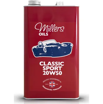 Auto-moto MILLERS OILS Classic Sport Pistoneeze 20W50 79125 motorový polosyntetický, v plechovém retro obalu 5l