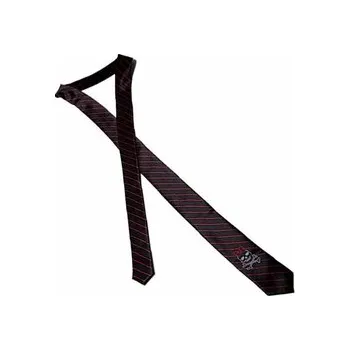 Kravata s červeným proužkem a lebkou