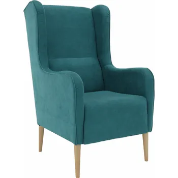 Obývací pokoj Tempo Kondela Křeslo ušák, tyrkysová/buk, BREDLY