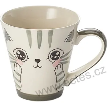 ChaCult FELI bílošedý keramický hrnek roztomilé usměvavé kotě 250ml