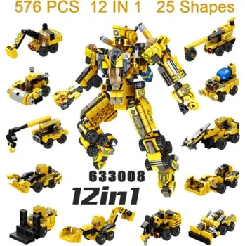 ostatní stavebnice Čína Stavebnice auta, 12 v 1 Varianta: Dělnické stroje, 576 dílků, Balení: bez krabice