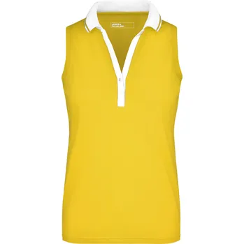 Dámské triko s límečkem bez rukávů JAMES NICHOLSON JN159 SUN YELLOW/WHITE S