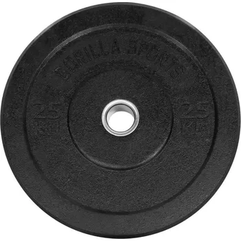 Gorilla Sports Ocelový kotouč potažený pryží, černý, 25 kg